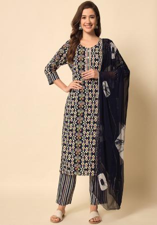 Picture of Rayon Dark Slate Grey Readymade Salwar Kameez