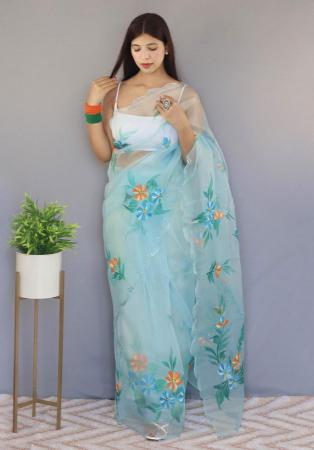 Picture of Charming Organza Cadet Blue Saree