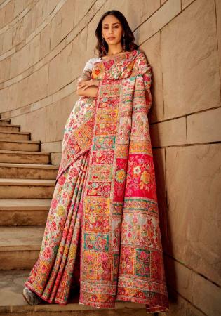 Picture of Well Formed Silk White Saree