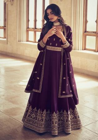 Picture of Superb Silk Purple Anarkali Salwar Kameez