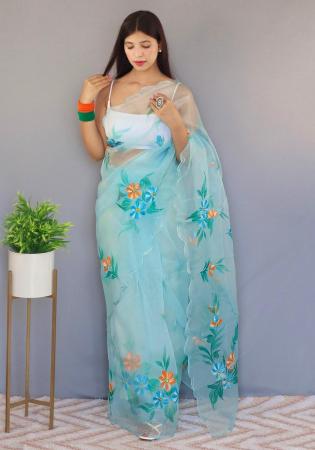 Picture of Sightly Organza Cadet Blue Saree