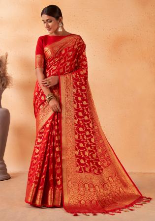 Picture of Statuesque Georgette Dark Red Saree