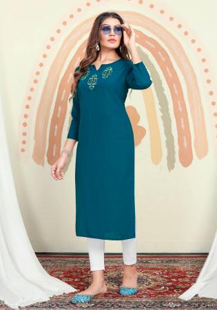 Picture of Nice Cotton Teal Kurtis & Tunic