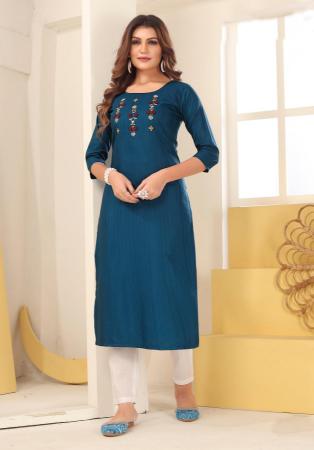 Picture of Excellent Silk Midnight Blue Kurtis & Tunic