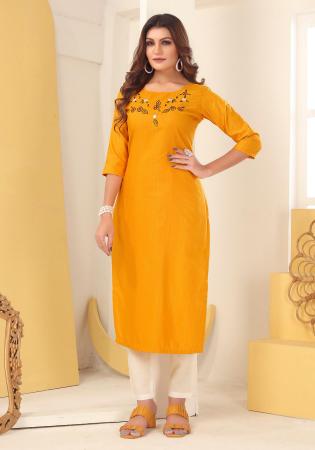 Picture of Wonderful Silk Orange Kurtis & Tunic