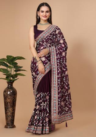 Picture of Shapely Silk Dark Magenta Saree