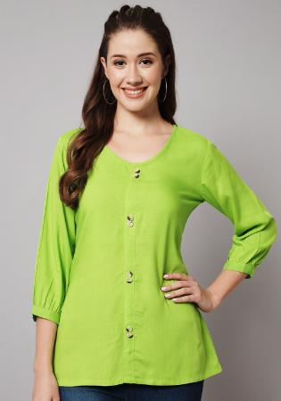 Picture of Excellent Rayon Yellow Green Kurtis & Tunic