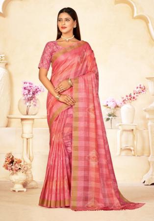 Picture of Splendid Linen & Silk Light Salmon Saree