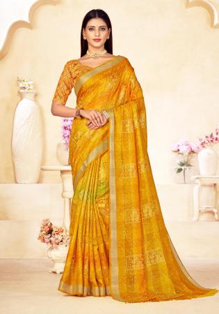 Picture of Delightful Linen & Silk Golden Rod Saree