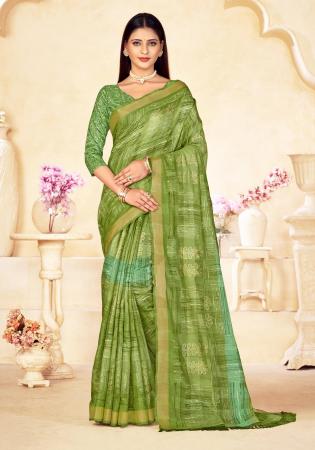 Picture of Nice Linen & Silk Dark Khaki Saree