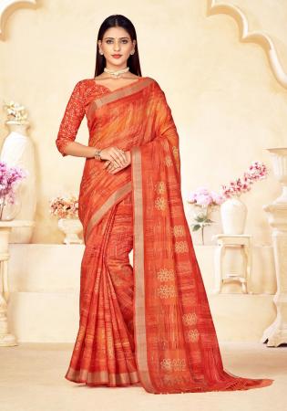 Picture of Wonderful Linen & Silk Sandy Brown Saree