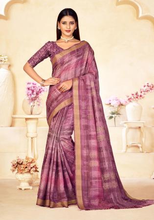 Picture of Fine Linen & Silk Magenta Saree