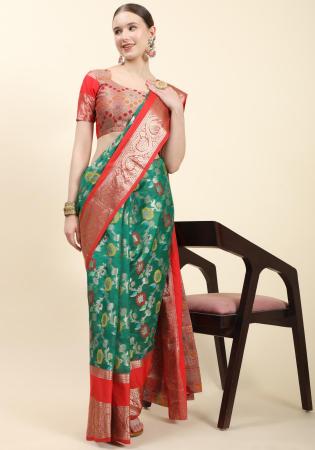 Picture of Bewitching Silk Dark Sea Green Saree