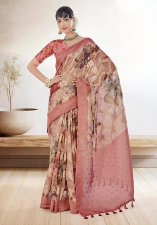 Picture of Ravishing Silk & Organza Rosy Brown Saree