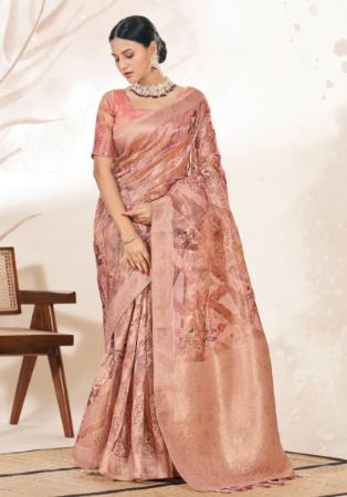 Picture of Statuesque Silk & Organza Burly Wood Saree