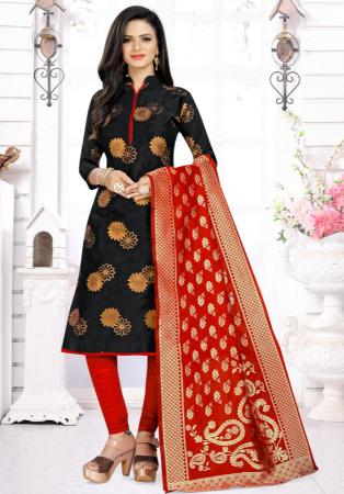 Picture of Grand Silk Black Straight Cut Salwar Kameez