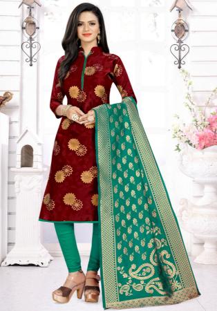 Picture of Splendid Silk Maroon Straight Cut Salwar Kameez