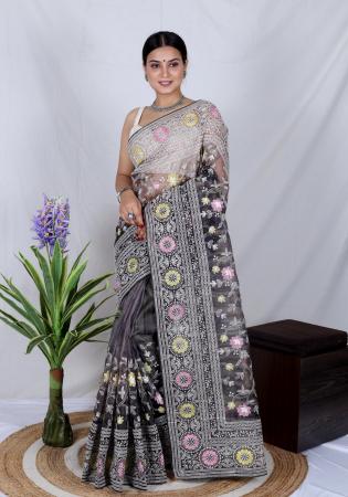 Picture of Exquisite Organza Dim Gray Saree