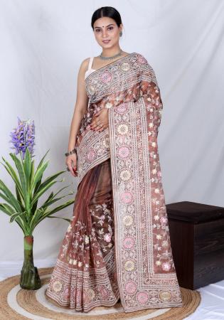 Picture of Ravishing Organza Maroon Saree