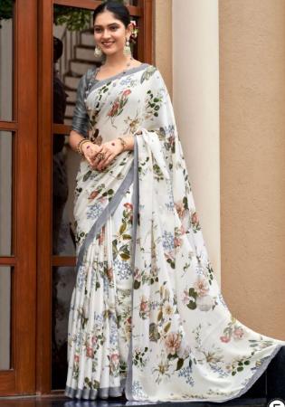 Picture of Classy Georgette Off White Saree