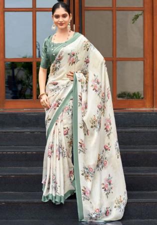 Picture of Stunning Georgette Off White Saree