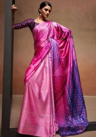 Picture of Elegant Satin Pale Violet Red Saree