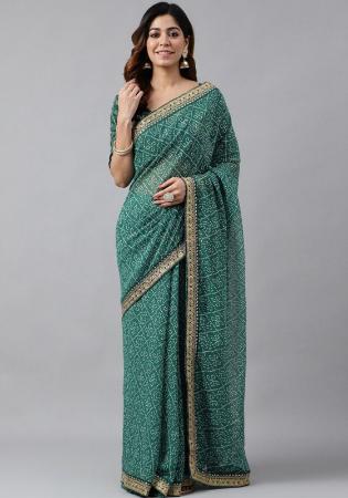 Picture of Good Looking Georgette Steel Blue Saree