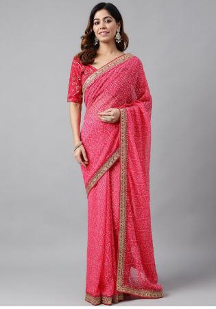 Picture of Comely Georgette Light Coral Saree