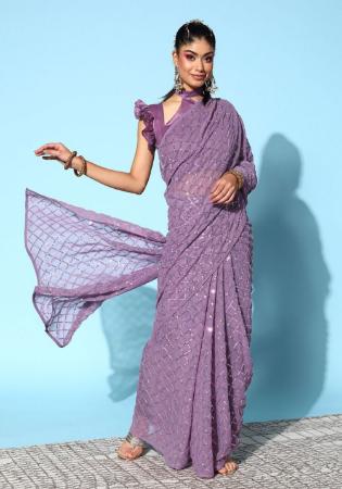 Picture of Stunning Georgette Light Slate Grey Saree