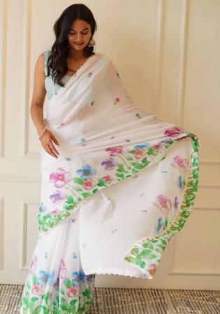 Picture of Charming Linen White Saree