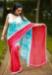 Picture of Nice Linen Red & Light Steel Blue Saree