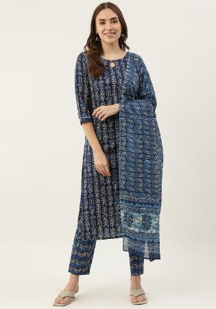 Picture of Excellent Cotton Indigo Readymade Salwar Kameez