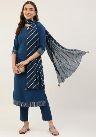 Picture of Fine Crepe Midnight Blue Readymade Salwar Kameez