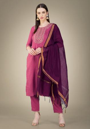 Picture of Enticing Cotton Hot Pink Readymade Salwar Kameez