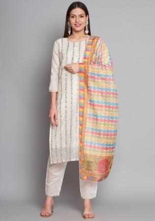 Picture of Gorgeous Cotton White Readymade Salwar Kameez