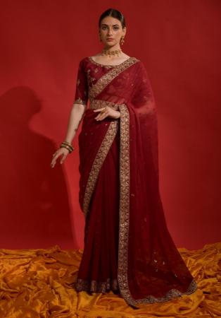 Picture of Fine Georgette Maroon Saree