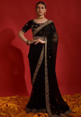 Picture of Lovely Georgette Black Saree