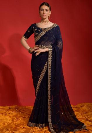 Picture of Radiant Georgette Indigo Saree