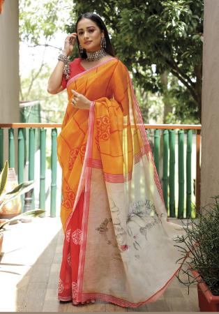 Picture of Grand Linen Sandy Brown Saree