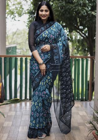 Picture of Radiant Linen Cadet Blue Saree