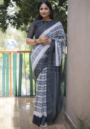 Picture of Beautiful Linen Dark Slate Grey Saree