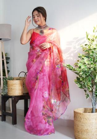 Picture of Ravishing Organza Pale Violet Red Saree