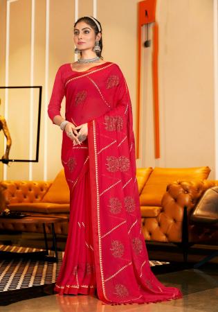 Picture of Alluring Chiffon & Satin Fire Brick Saree