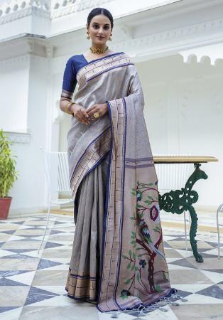 Picture of Exquisite Silk Light Slate Grey Saree