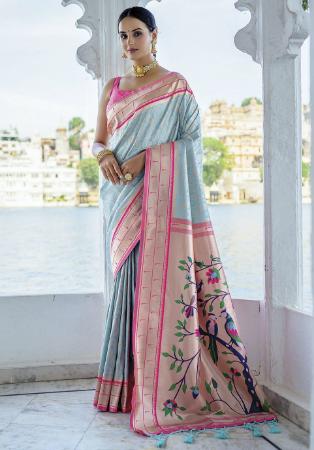 Picture of Well Formed Silk Light Blue Saree