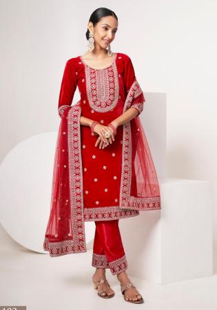 Picture of Classy Rayon Dark Red Straight Cut Salwar Kameez