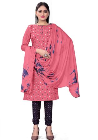 Picture of Cotton Light Coral Straight Cut Salwar Kameez