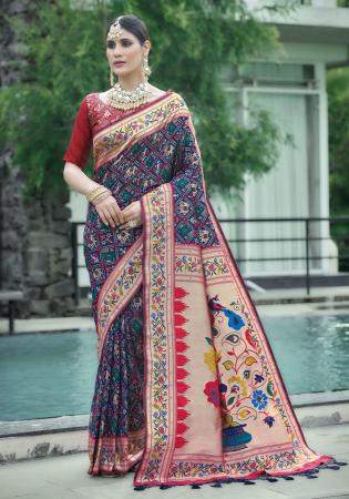 Picture of Lovely Silk Midnight Blue Saree