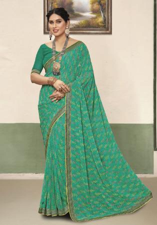 Picture of Graceful Georgette Medium Sea Green Saree