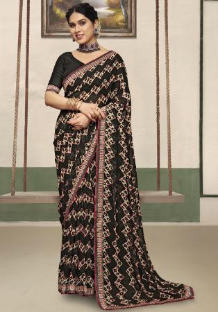 Picture of Ideal Georgette Black Saree